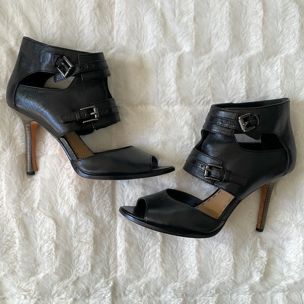 COACH FILOMENA PEEP TOE ANKLE BOOTIE HEELS